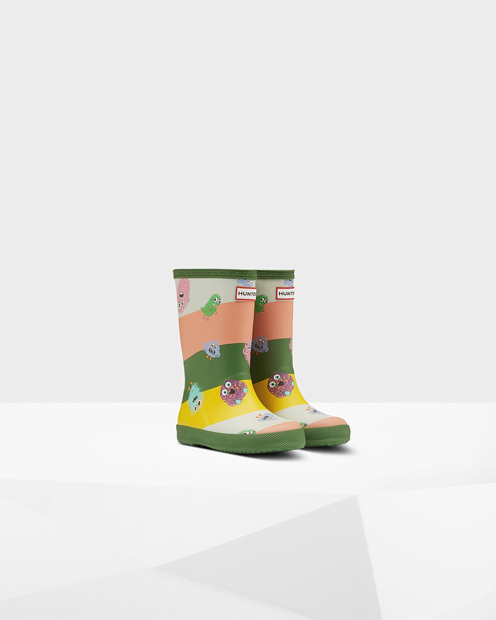 Hunter Niños Original First Classic Scribble Print - Botas de Lluvia Verde - 437-WZLXJF